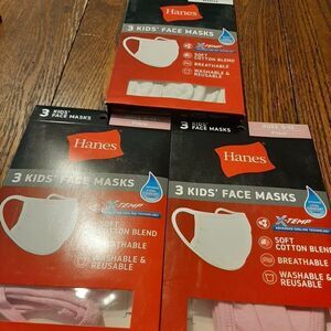 New NINE Hanes X-Temp Kids 5-12 Facemasks- 6 Pink 3 White Cooling Techno…